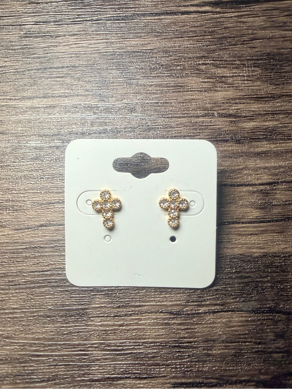 Gold Crystal Cross Stud Earrings - Women Jewelry